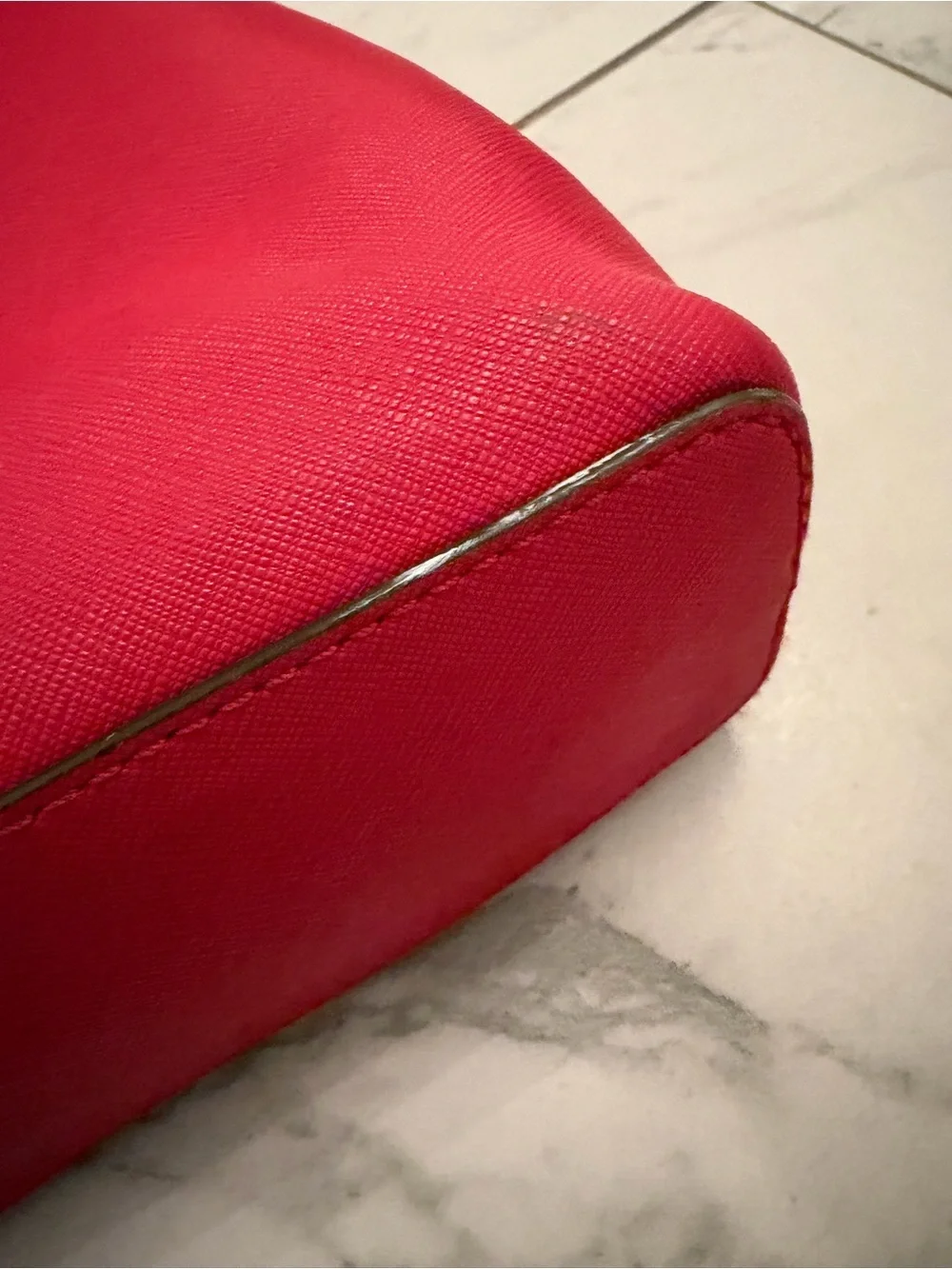 Henri Bendel New York Large Red Saffiano Laptop Tote Bag